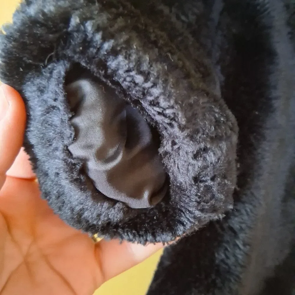 Rothschild Kids Black Plush Faux Fur Zip Up Hooded Jacket Size 2T